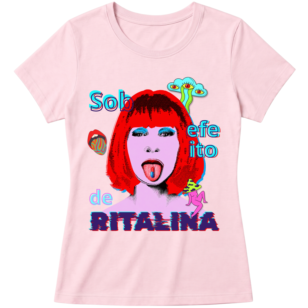 "Camiseta - Sob efeito de Ritalina" Blusa Baby Look
