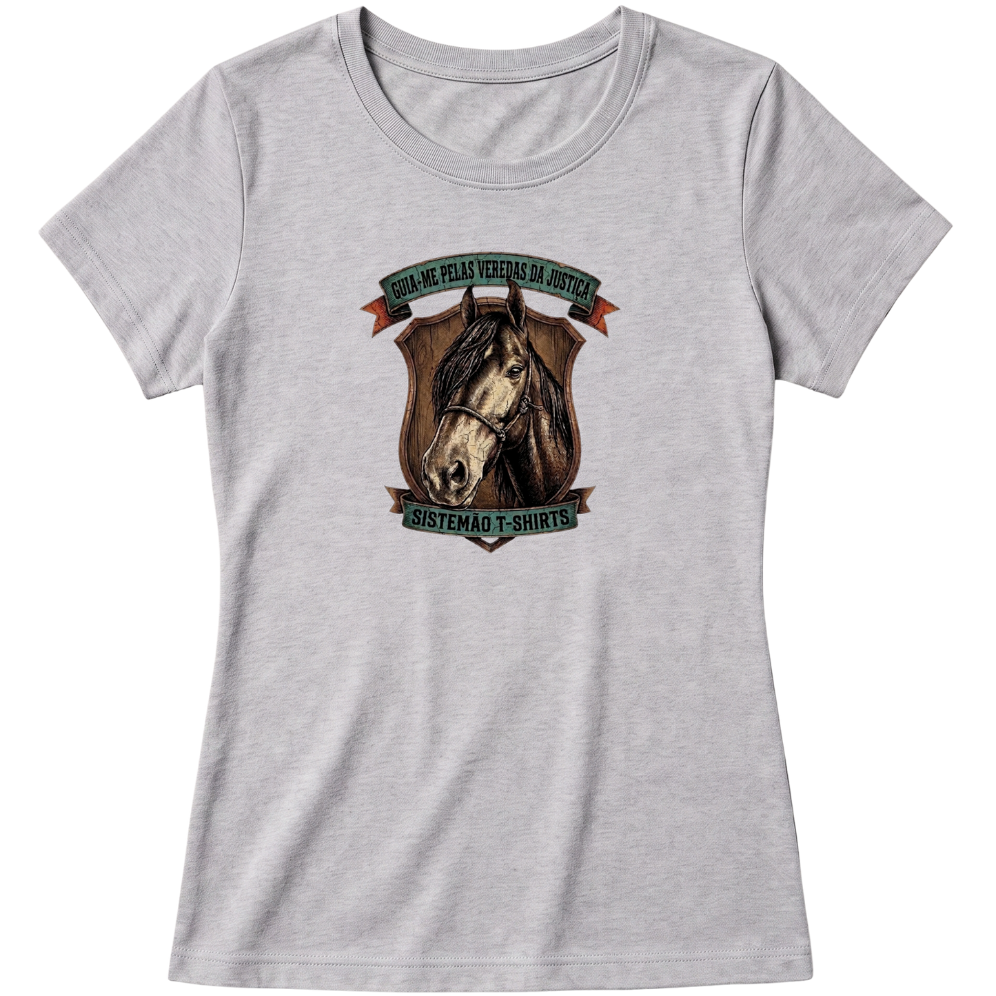"Estampa GUIA-ME PELAS VEREDAS DA JUSTIÇA" Blusa Baby Look