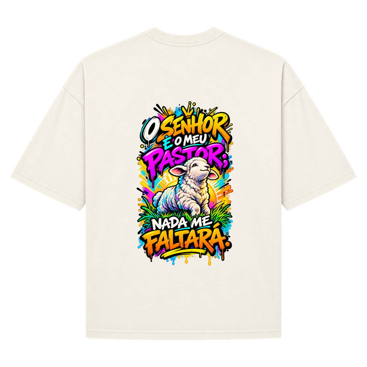 "Camiseta Oversized Cristã Salmo 23:1 | DÓKAH" Camiseta Oversized Suedine 220g