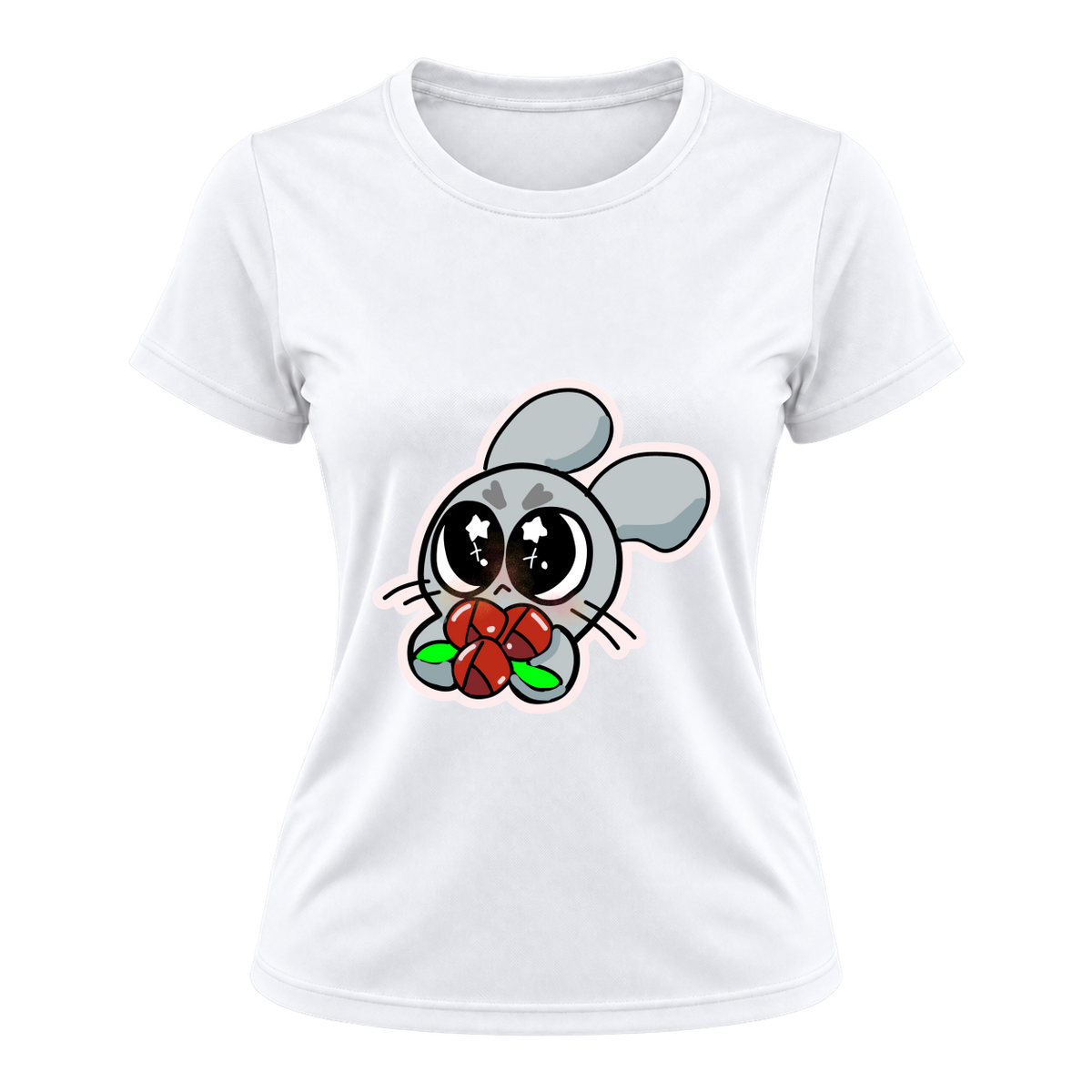"Camiseta Dryfit Feminina Basic – Ratito Rato com Buquê" Camiseta Dryfit Feminina Basic