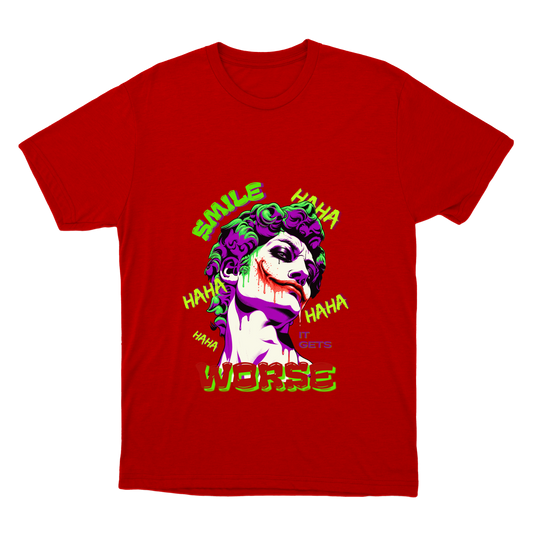"Camiseta SMILE IT GETS WORSE - Coringa" Camiseta Básica Unissex