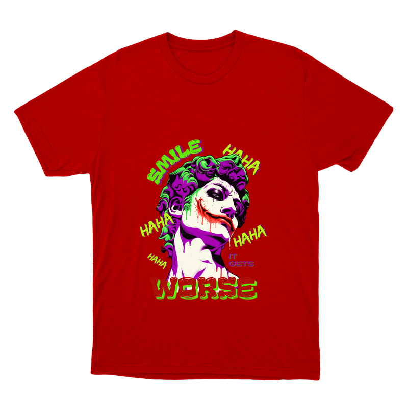 "Camiseta SMILE IT GETS WORSE - Coringa" Camiseta Básica Unissex