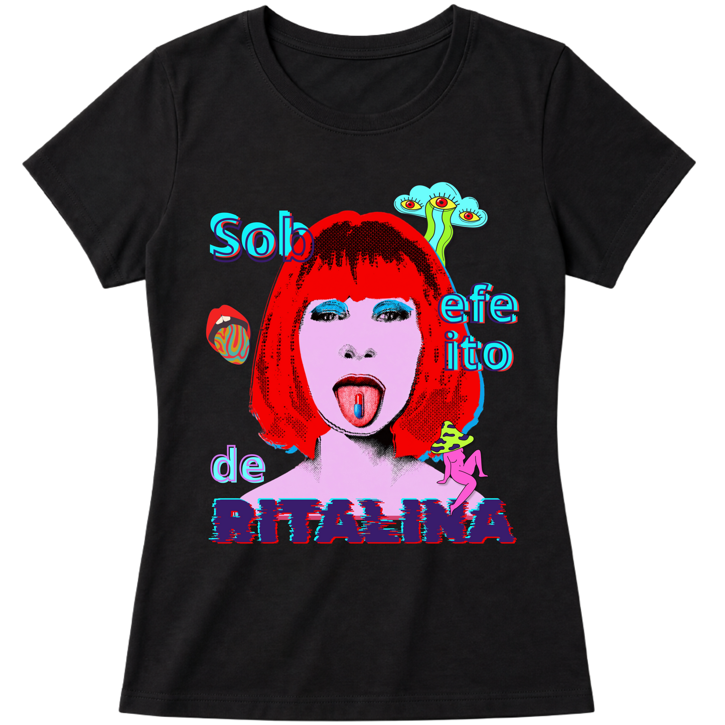 "Camiseta - Sob efeito de Ritalina" Blusa Baby Look