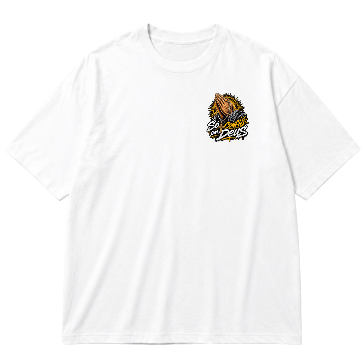 "Só Confio em Deus" Oversized Premium 96% algodão 4% Elastano