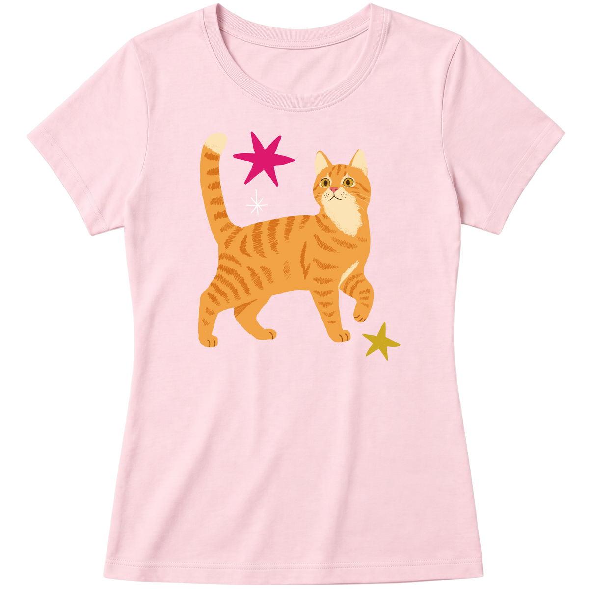"Gato laranja rajado" Blusa Baby Look