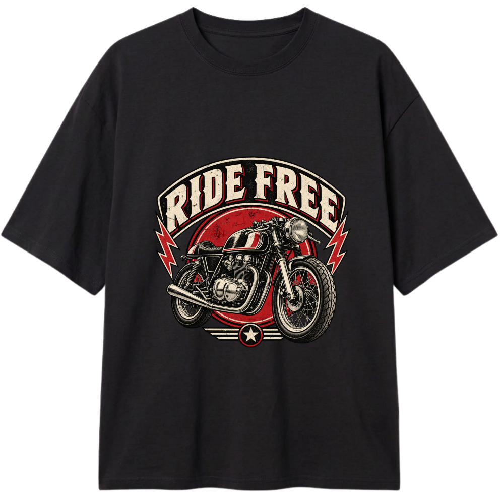 "Pablo Ride Free Motorcycle Emblem Tee" Camiseta Oversized Classic