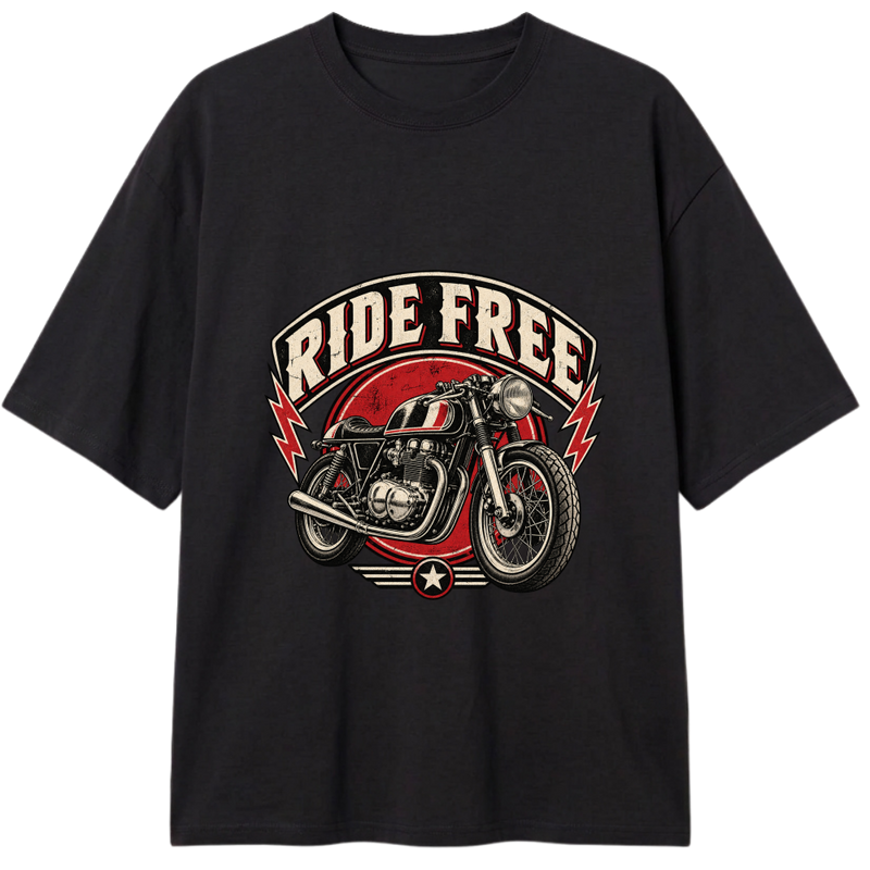 "Pablo Ride Free Motorcycle Emblem Tee" Camiseta Oversized Classic