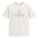 "F&C Catholic Since 33 A.D. All White" Camiseta Regular Suedine