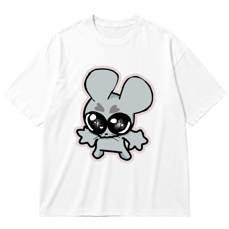 "Cute little mouse" Oversized Premium 96% algodão 4% Elastano