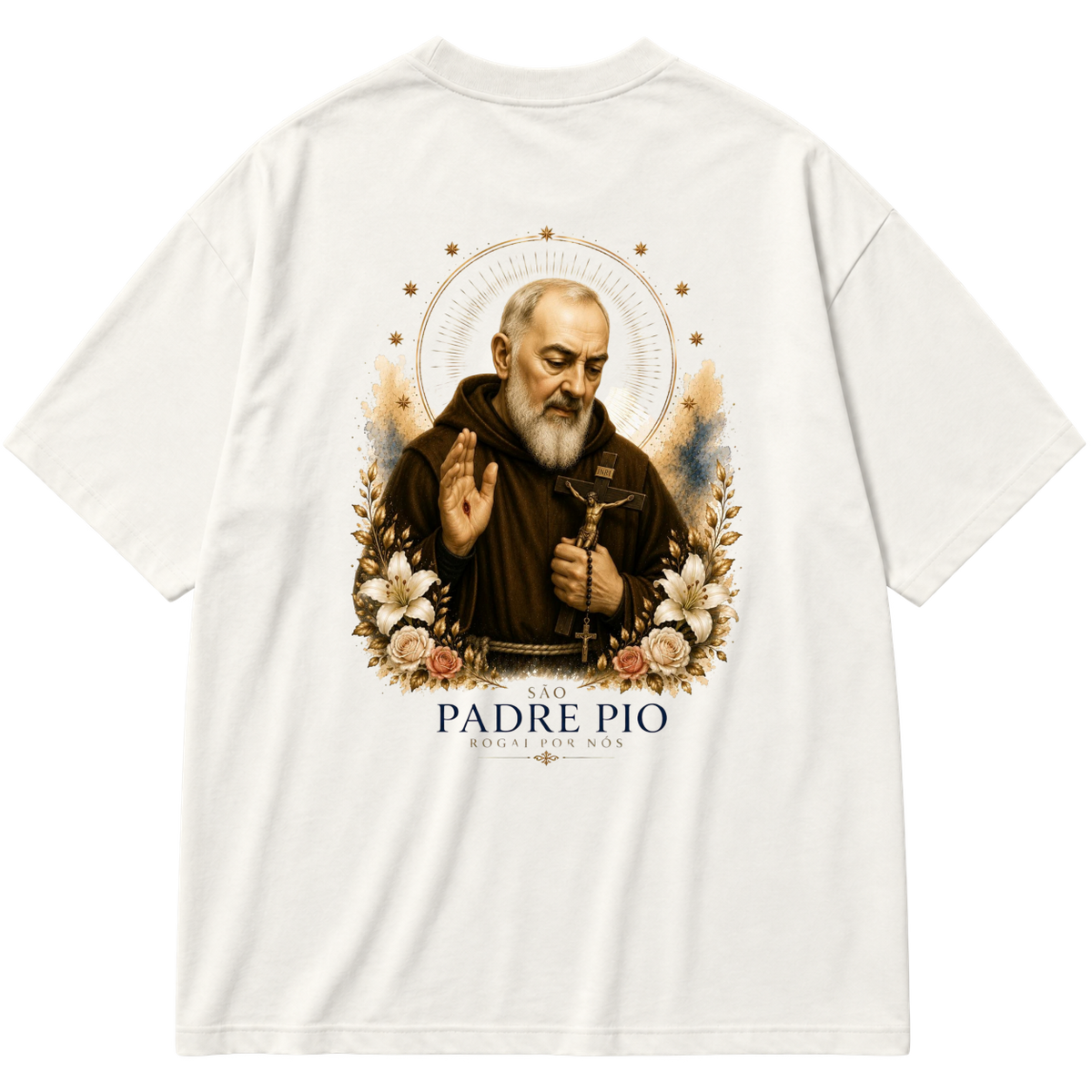 "São Padre Pio" Oversized Premium 96% algodão 4% Elastano