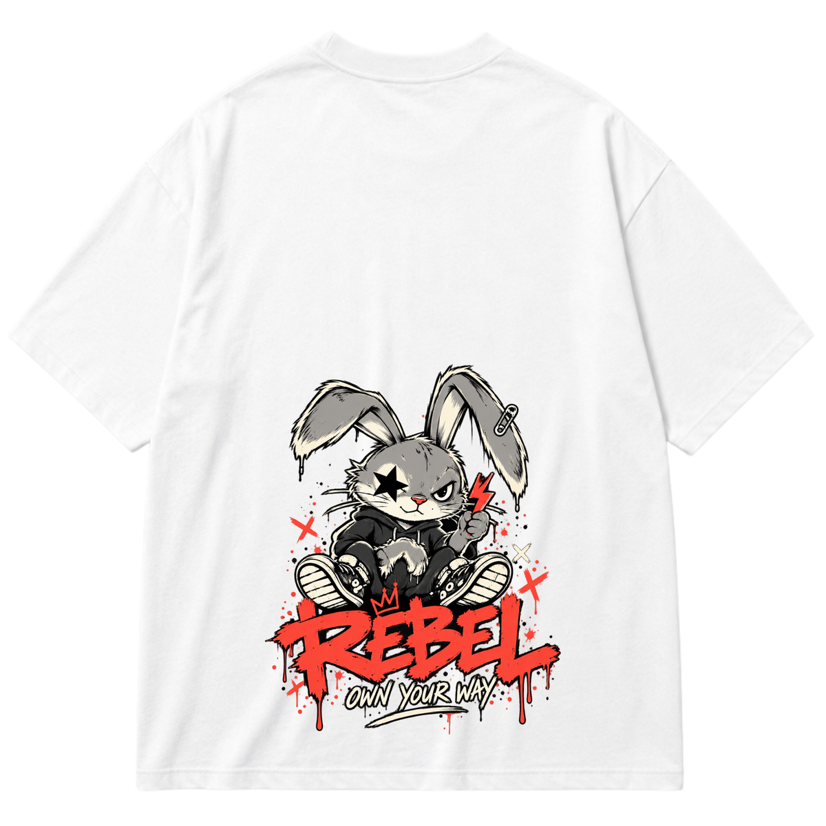 "Camiseta Oversized Cotton - Rebel" Oversized Premium 96% algodão 4% Elastano