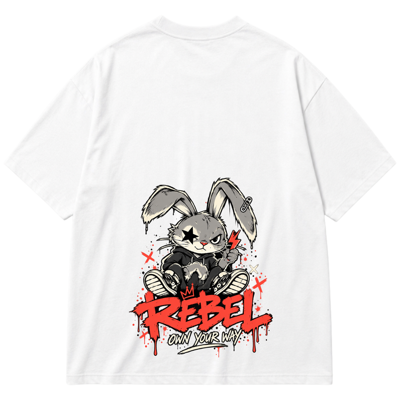 "Camiseta Oversized Cotton - Rebel" Oversized Premium 96% algodão 4% Elastano