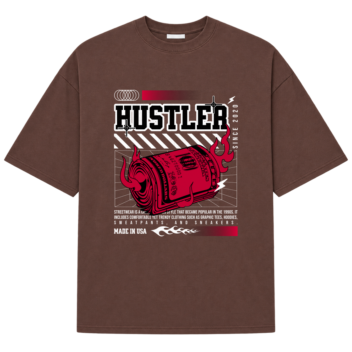 "Hustler" Camiseta Oversized Suedine 220g