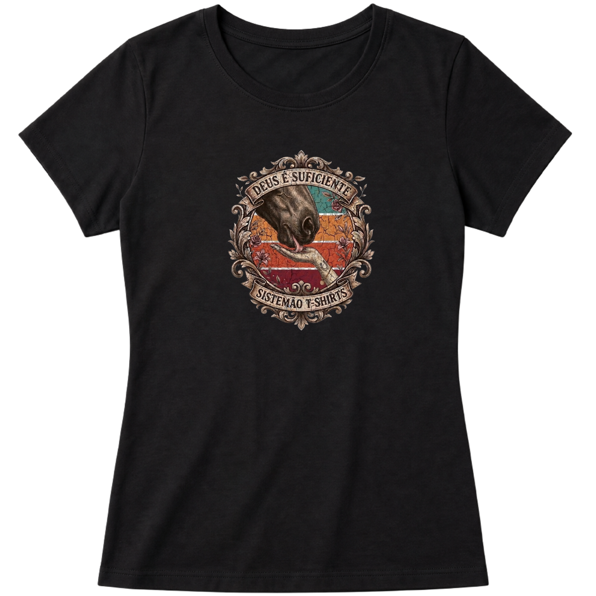 "Estampa DEUS É O SUFICIENTE" Blusa Baby Look