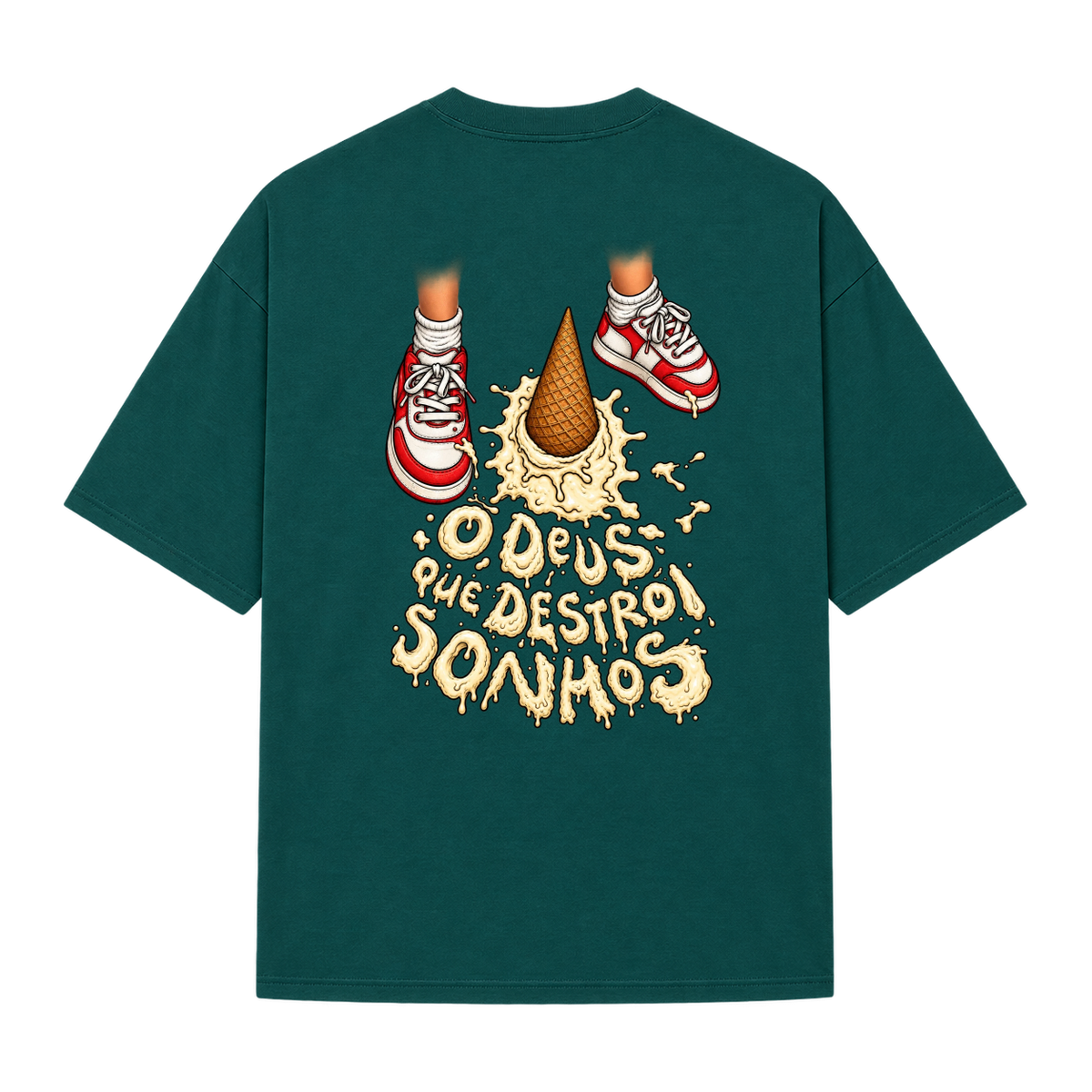 "02# FENDS -- O DEUS QUE DESTRÓI SONHOS (OVERSUZED)" Camiseta Oversized Suedine 220g