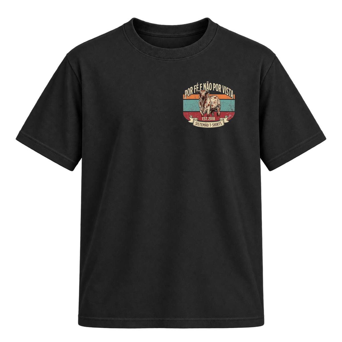 "Estampa/POR FÉ" Camiseta Regular Suedine