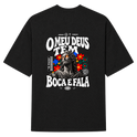 "FENDS -- O MEU DEUS TEM BOCA E FALA" Camiseta Oversized Suedine 220g