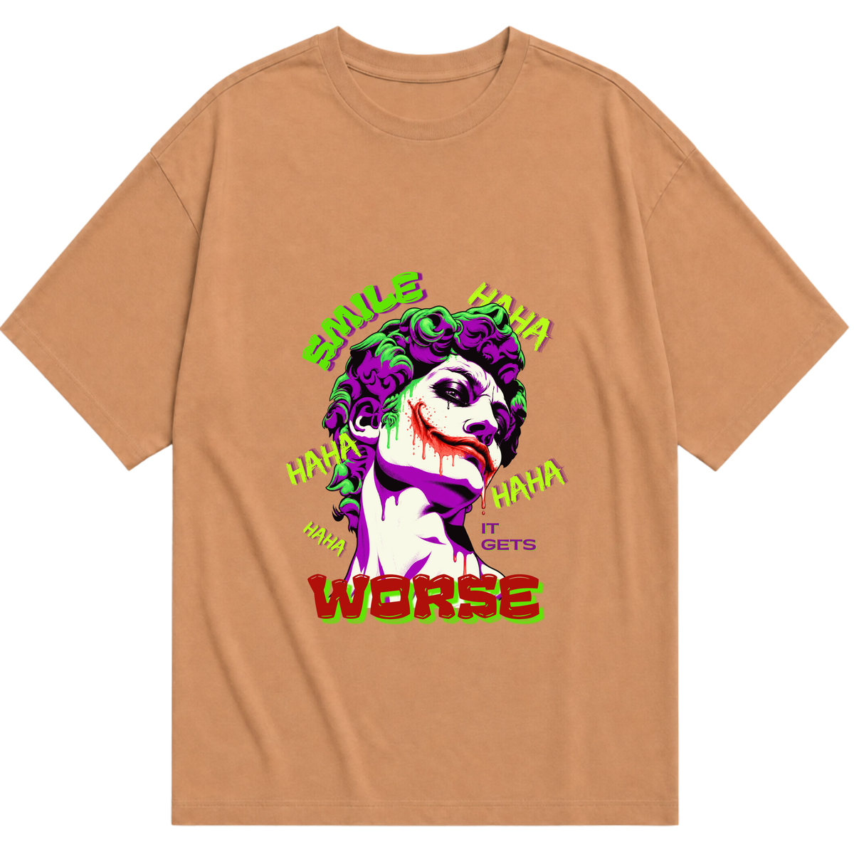 "Camiseta SMILE IT GETS WORSE - Coringa" Camiseta Oversized Básica