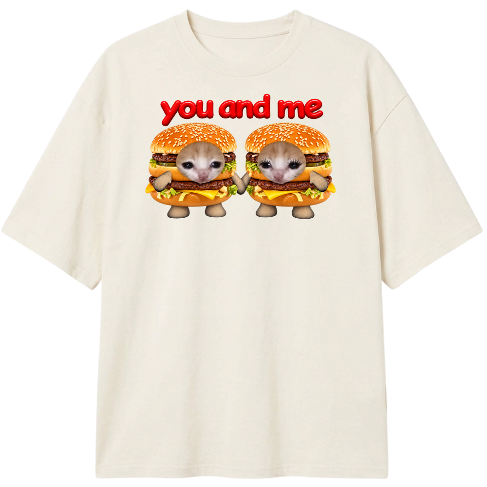 "Camiseta You &me gatinhos sanduíche" Camiseta Oversized Classic