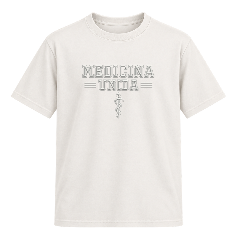 "Medicina Unida All White" Camiseta Regular Suedine