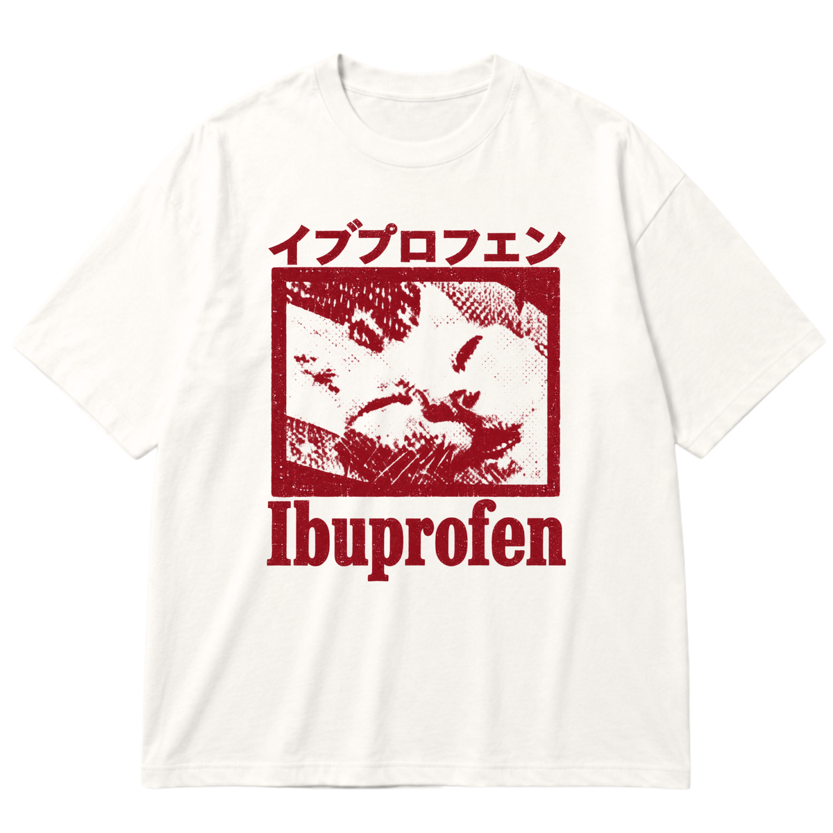 "Oversized Cotton Off-white Cat Ibuprofen" Oversized Premium 96% algodão 4% Elastano
