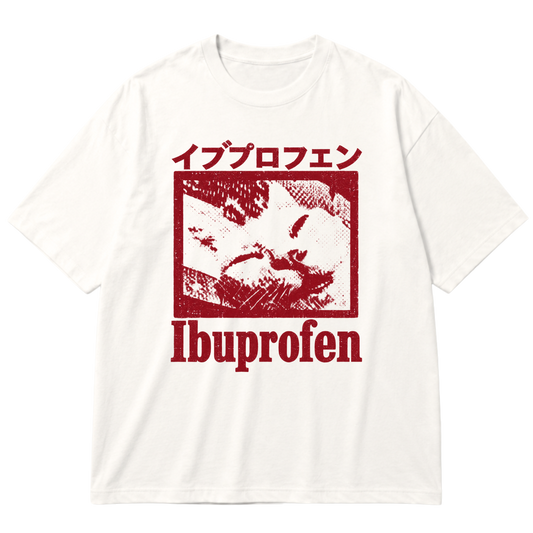 "Oversized Cotton Off-white Cat Ibuprofen" Oversized Premium 96% algodão 4% Elastano