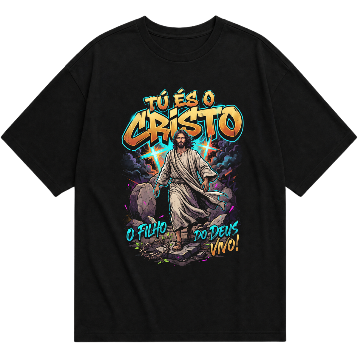 "Produto #015 Camisa: TU ES O CRISTO O FILHO DO DEUS VIVO" Oversized Básica 30.1