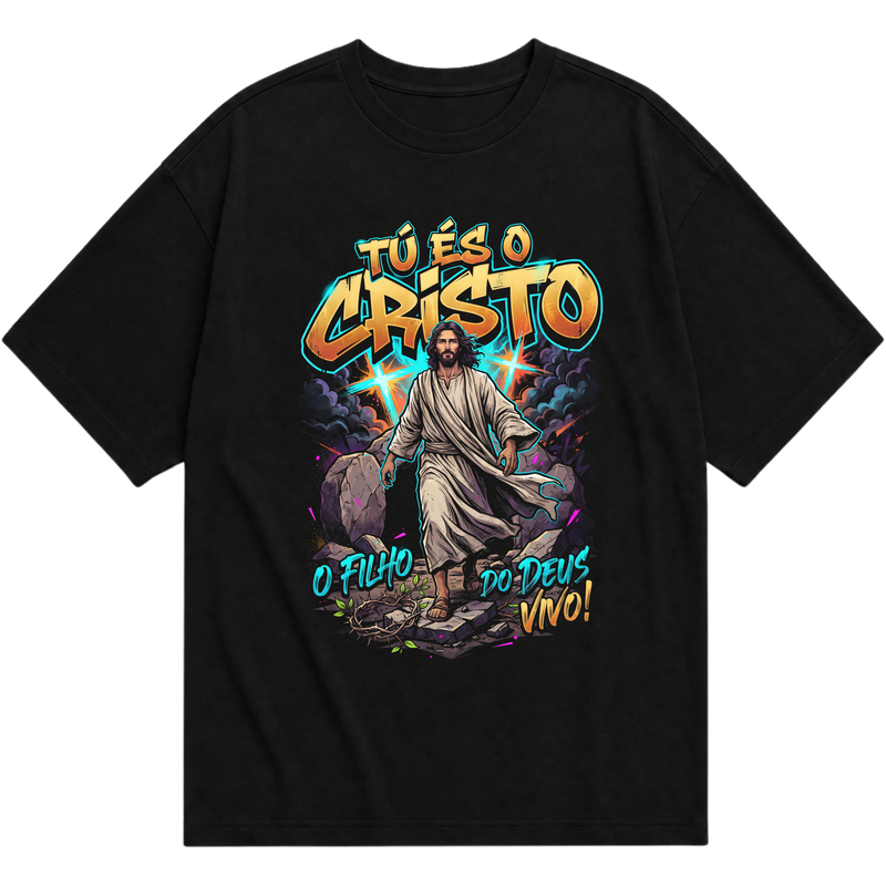 "Produto #015 Camisa: TU ES O CRISTO O FILHO DO DEUS VIVO" Oversized Básica 30.1