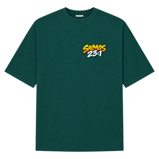 "Camiseta Oversized Cristã Salmo 23:1 | DÓKAH" Camiseta Oversized Suedine 220g