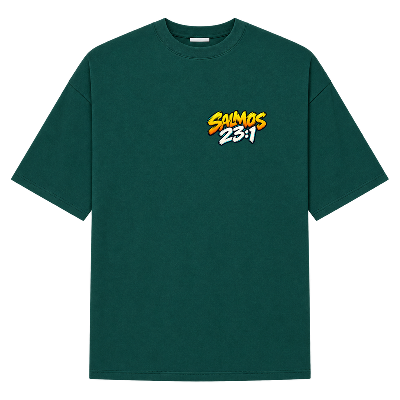 "Camiseta Oversized Cristã Salmo 23:1 | DÓKAH" Camiseta Oversized Suedine 220g