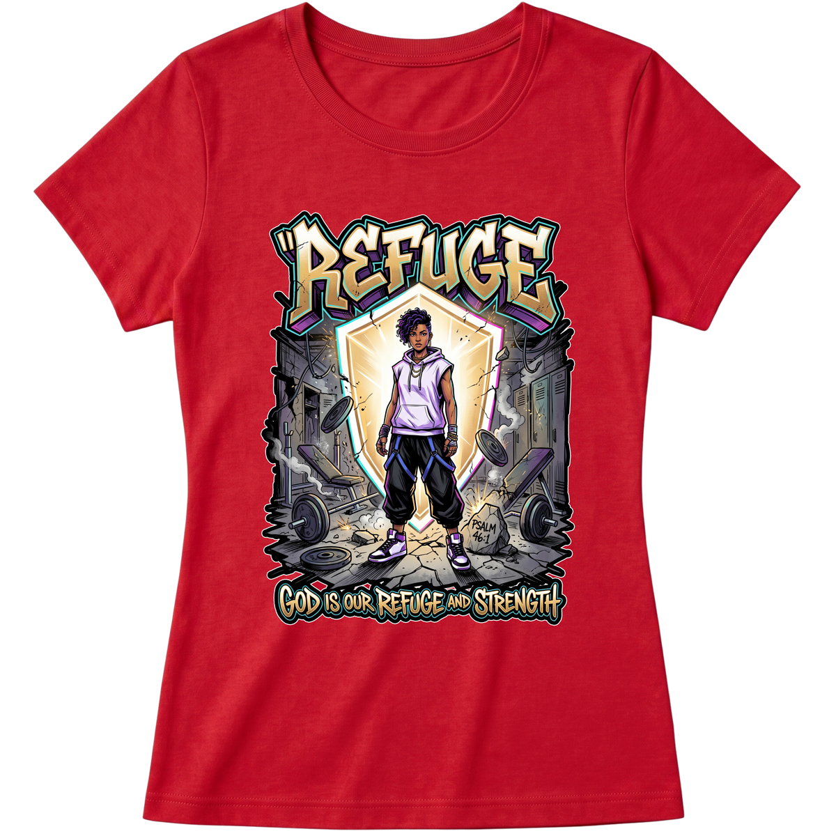 "Produto #010 Baby look REFUGE GOD" Blusa Baby Look