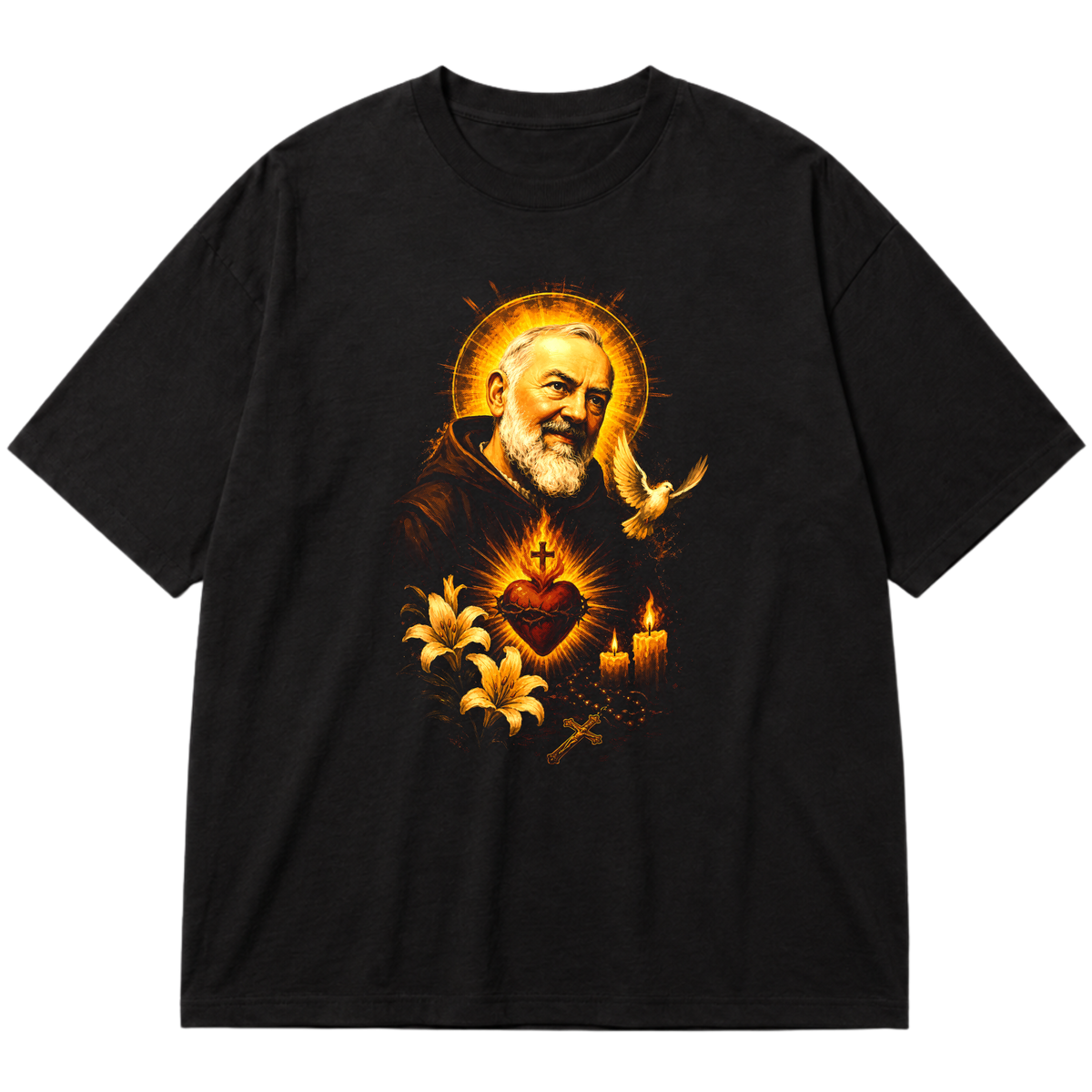 "São Pio de Pietrelcina" Oversized Premium 96% algodão 4% Elastano