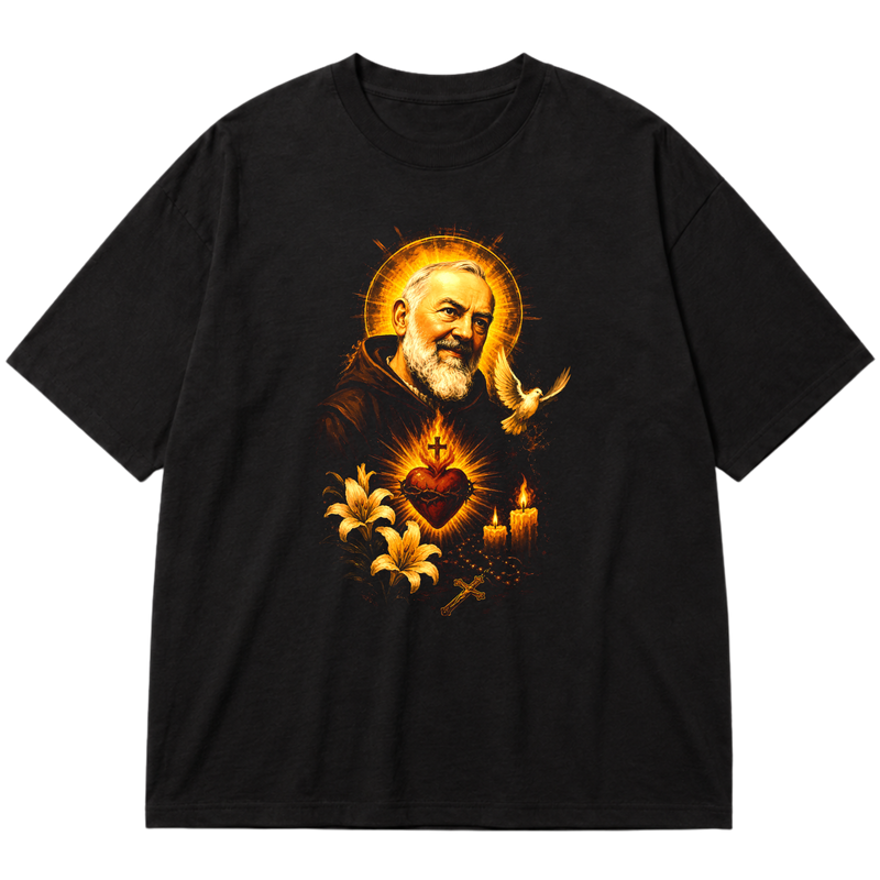 "São Pio de Pietrelcina" Oversized Premium 96% algodão 4% Elastano