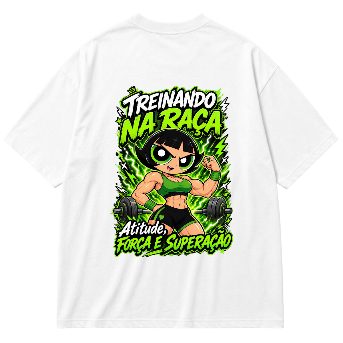 "Super Poderosa Verde" Oversized Premium 96% algodão 4% Elastano