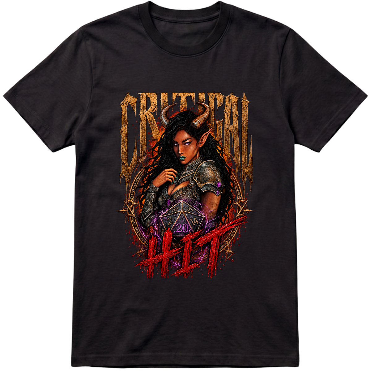 "Acerto Crítico – Guerreira Demoníaca" Camiseta Premium Unissex