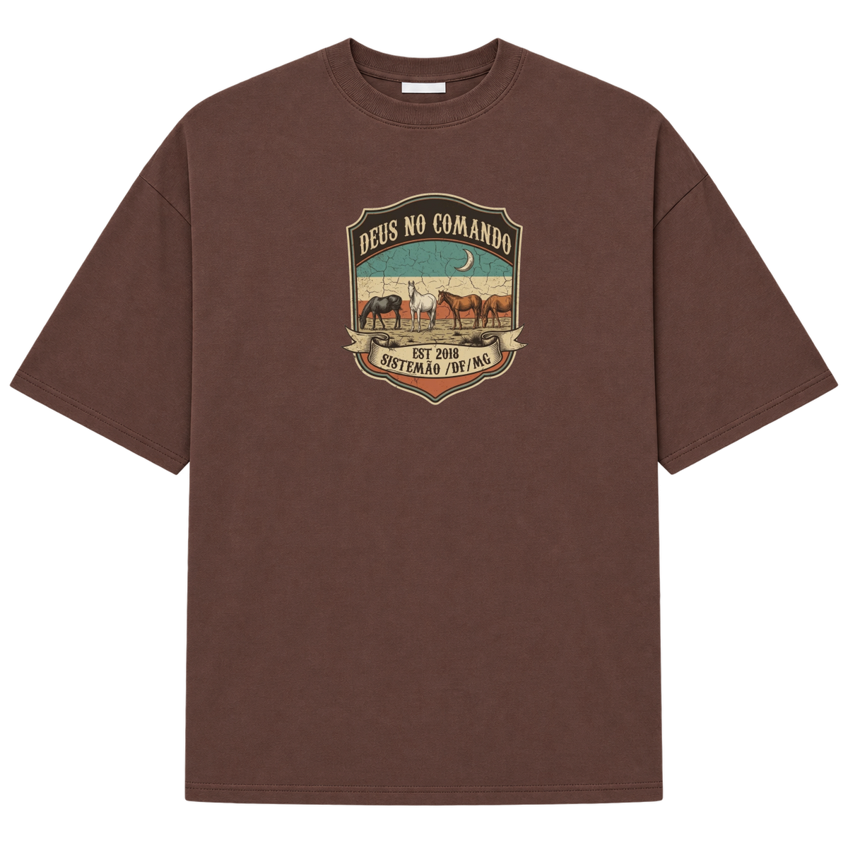 "OVERSIZED DEUS NO COMANDO MASC" Camiseta Oversized Suedine 220g