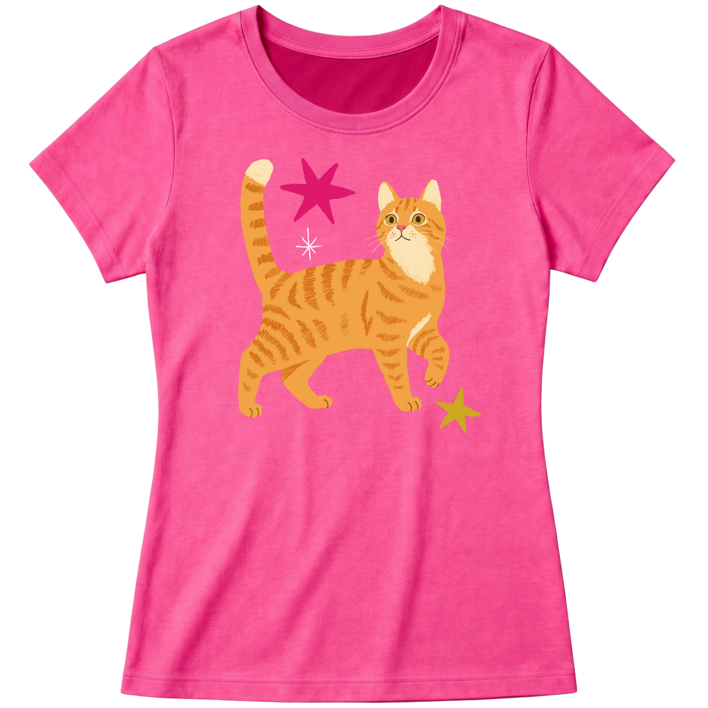 "Gato laranja rajado" Blusa Baby Look