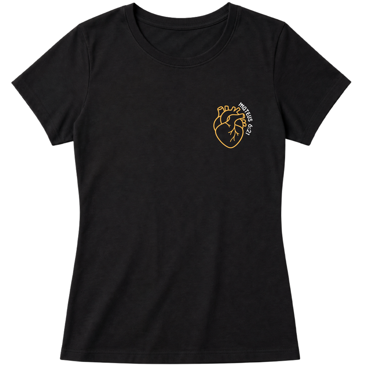 "Baby Look Onde está seu coração MT 6:21 | Coleção Marcas" Blusa Baby Look