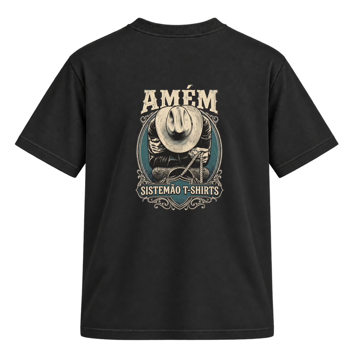 "Estampa/AMÉM" Camiseta Regular Suedine