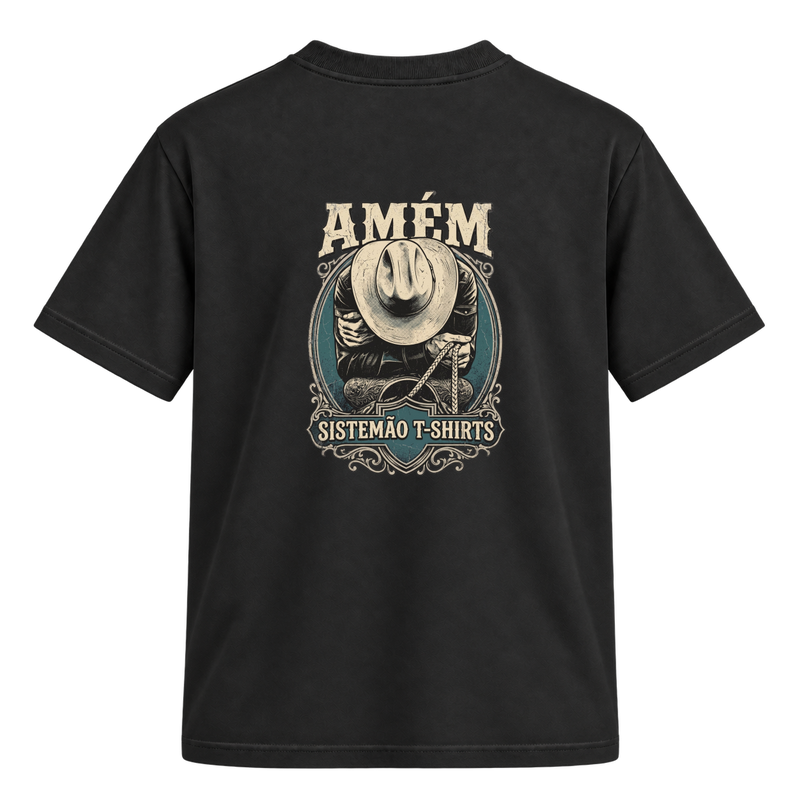 "Estampa/AMÉM" Camiseta Regular Suedine