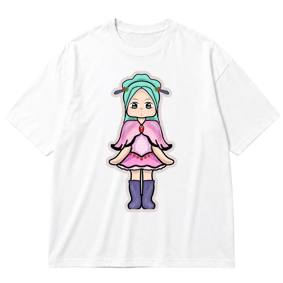 "Camiseta Oversized Feminina Menina Fofa Estampa Cute" Oversized Premium 96% algodão 4% Elastano