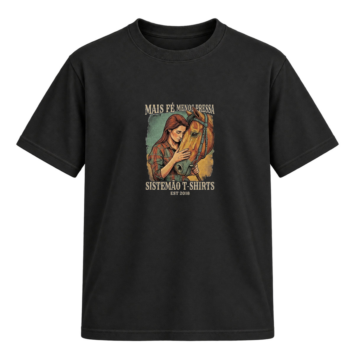 "Estampa /MAIS FÉ" Camiseta Regular Suedine