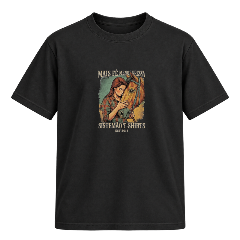 "Estampa /MAIS FÉ" Camiseta Regular Suedine