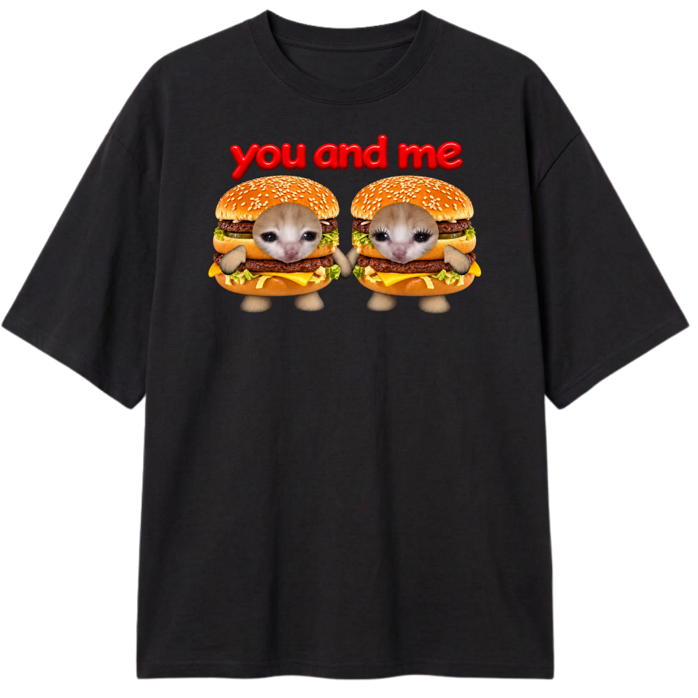 "Camiseta You &me gatinhos sanduíche" Camiseta Oversized Classic