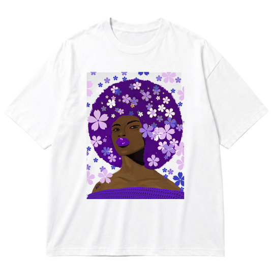 "Camiseta Oversized Cotton Maravilhosa Afro" Oversized Premium 96% algodão 4% Elastano