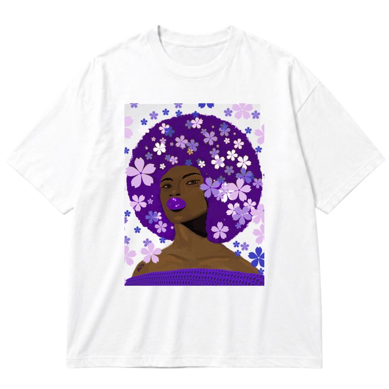 "Camiseta Oversized Cotton Maravilhosa Afro" Oversized Premium 96% algodão 4% Elastano