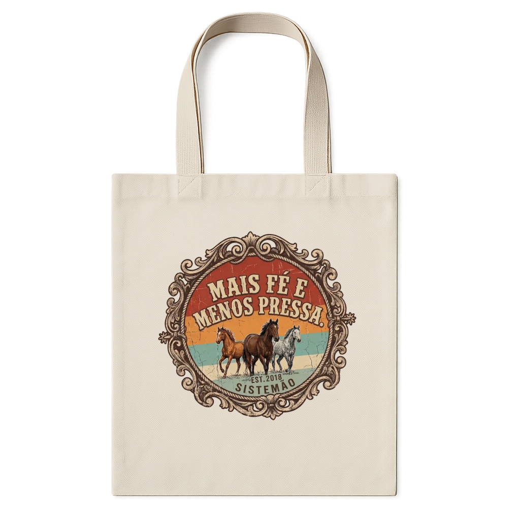 "Produto #ecobag MAIS FÉ MENOS PRESSA" Ecobag