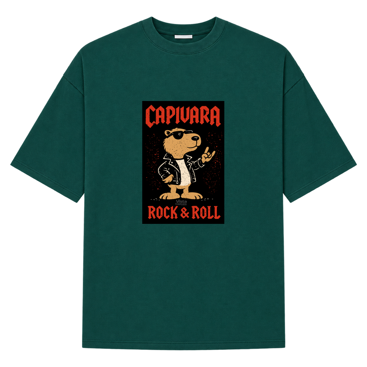 "Capivara Rock & Roll  DTG" Camiseta Oversized Suedine 220g