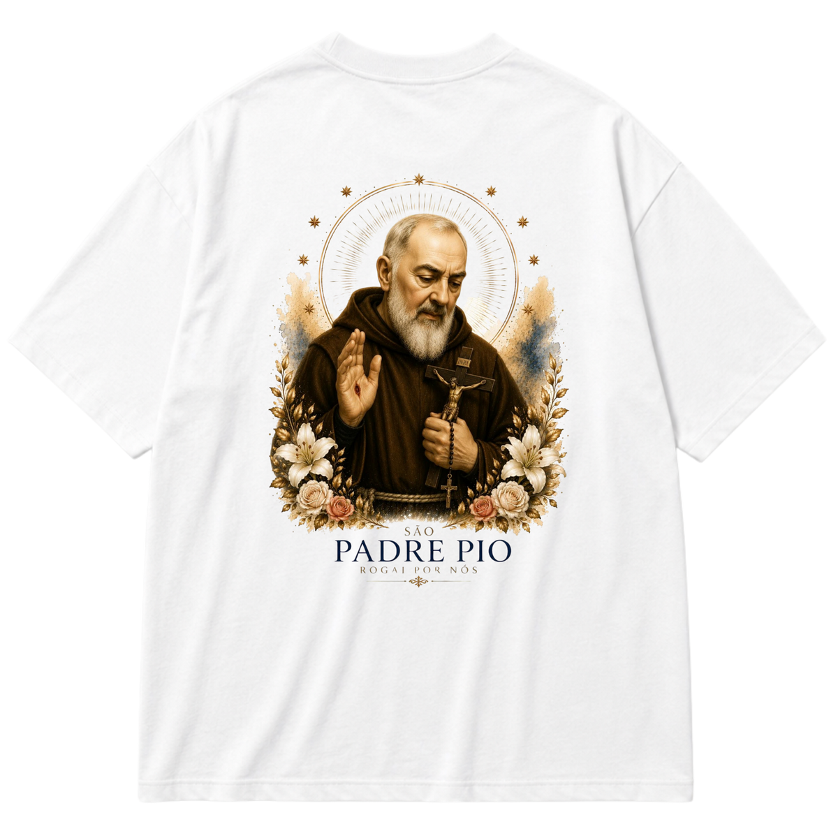 "São Padre Pio" Oversized Premium 96% algodão 4% Elastano