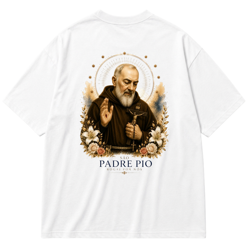 "São Padre Pio" Oversized Premium 96% algodão 4% Elastano